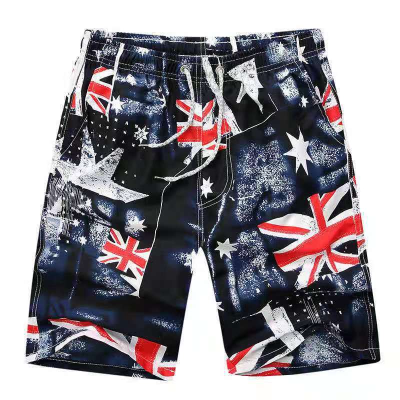 New summer beach pants, surfing printed shorts, men's loose casual shorts, men's capris, beach swimwear, lace up slim fit couple shorts, quick drying pants