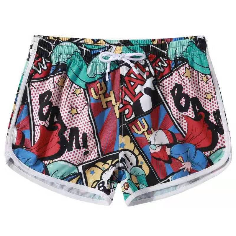 New summer beach pants, surfing printed shorts, men's loose casual shorts, men's capris, beach swimwear, lace up slim fit couple shorts, quick drying pants