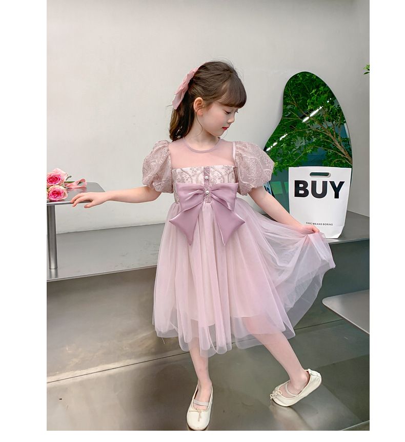 New girl's dress, popular summer Korean version trendy children's dress, little girl fluffy gauze princess dress, cute pink fairy dress, fashionable and stylish, dignified and atmospheric