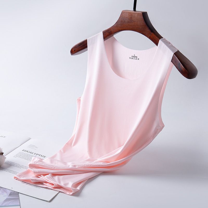 New summer women's traceless ice silk vest, thin suspender top, sleeveless versatile base coat, soft and breathable, slim fit and versatile, fashionable solid color