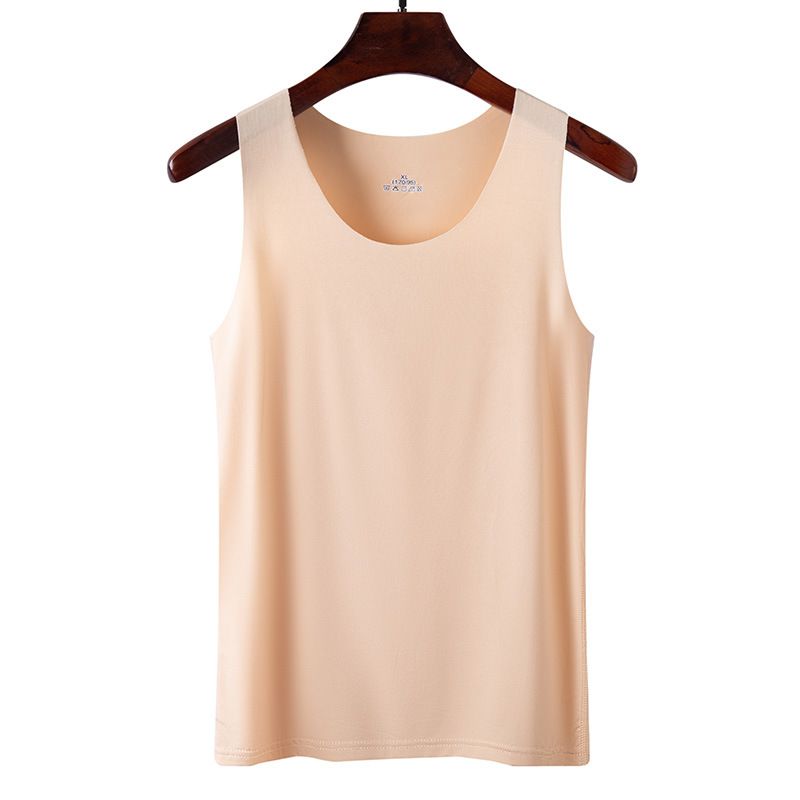 New summer women's traceless ice silk vest, thin suspender top, sleeveless versatile base coat, soft and breathable, slim fit and versatile, fashionable solid color
