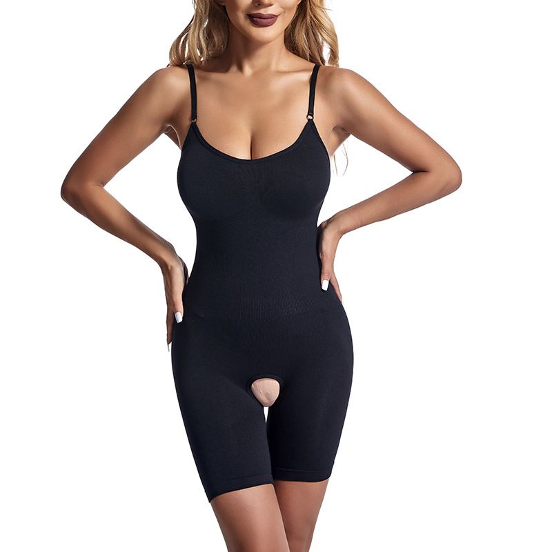 New one-piece shapewear for women, postpartum waist tightening and abdominal shaping shapewear, open size, body slimming and chest support, solid color suspender body suit