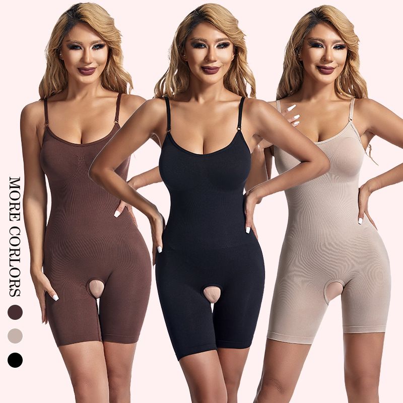 New one-piece shapewear for women, postpartum waist tightening and abdominal shaping shapewear, open size, body slimming and chest support, solid color suspender body suit