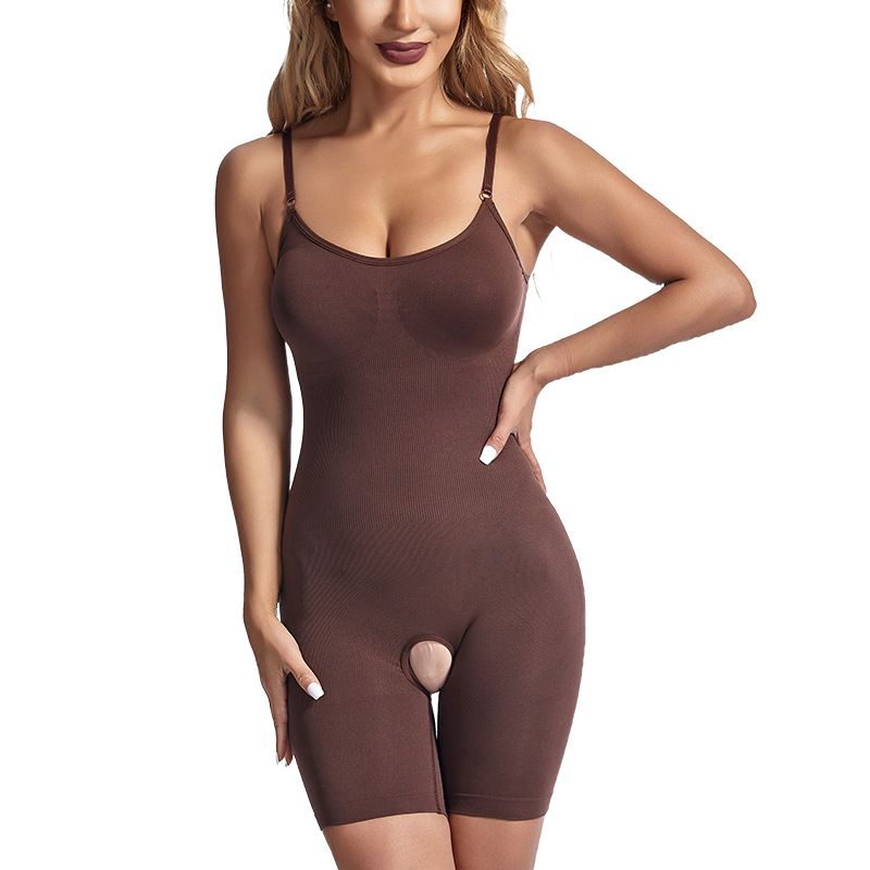 New one-piece shapewear for women, postpartum waist tightening and abdominal shaping shapewear, open size, body slimming and chest support, solid color suspender body suit
