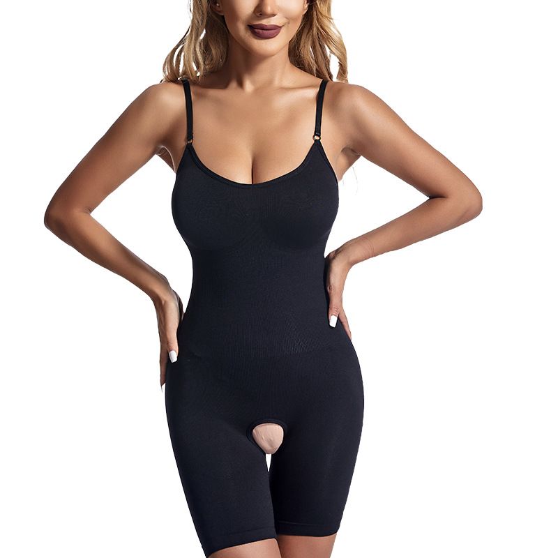 New one-piece shapewear for women, postpartum waist tightening and abdominal shaping shapewear, open size, body slimming and chest support, solid color suspender body suit