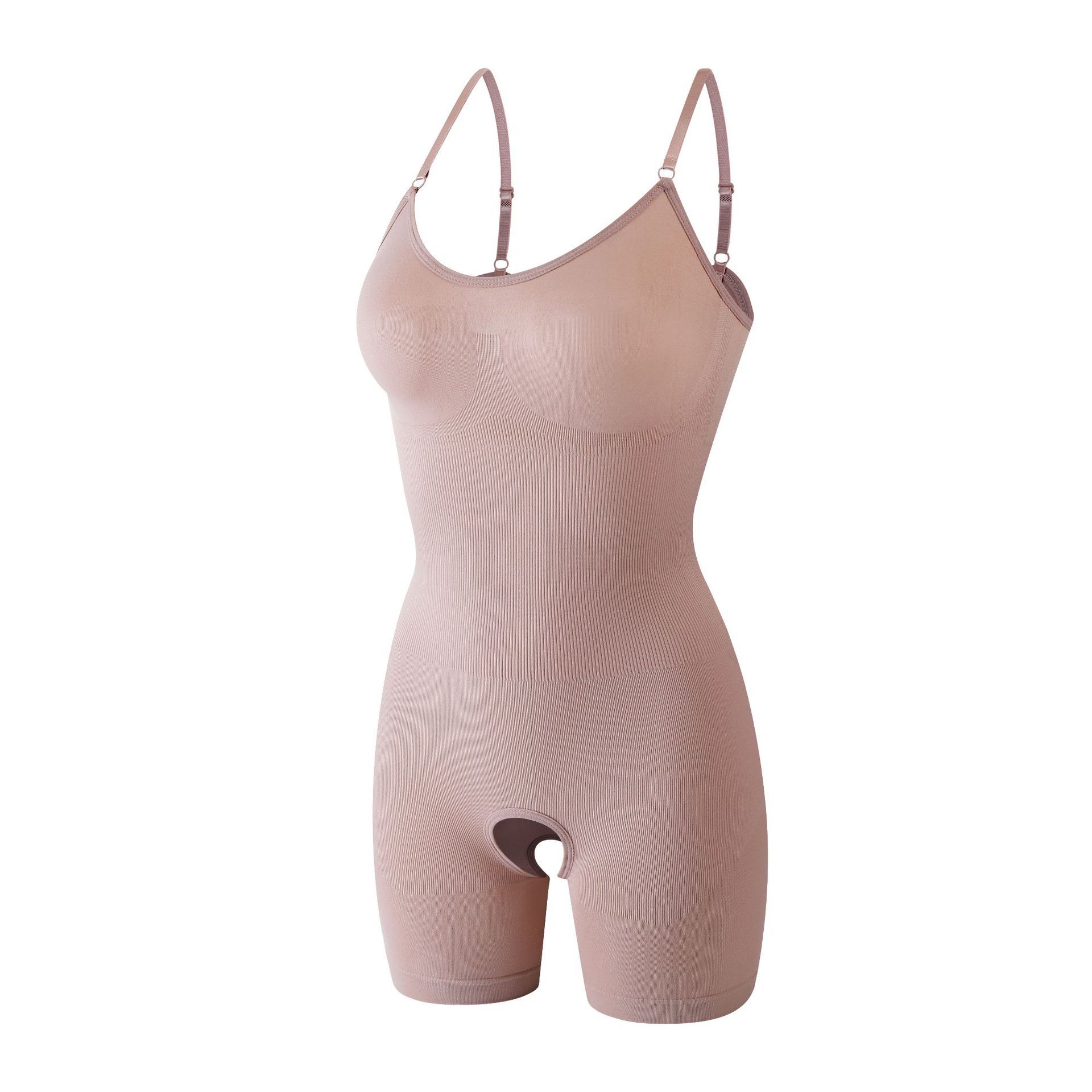 New one-piece shapewear for women, postpartum waist tightening and abdominal shaping shapewear, open size, body slimming and chest support, solid color suspender body suit