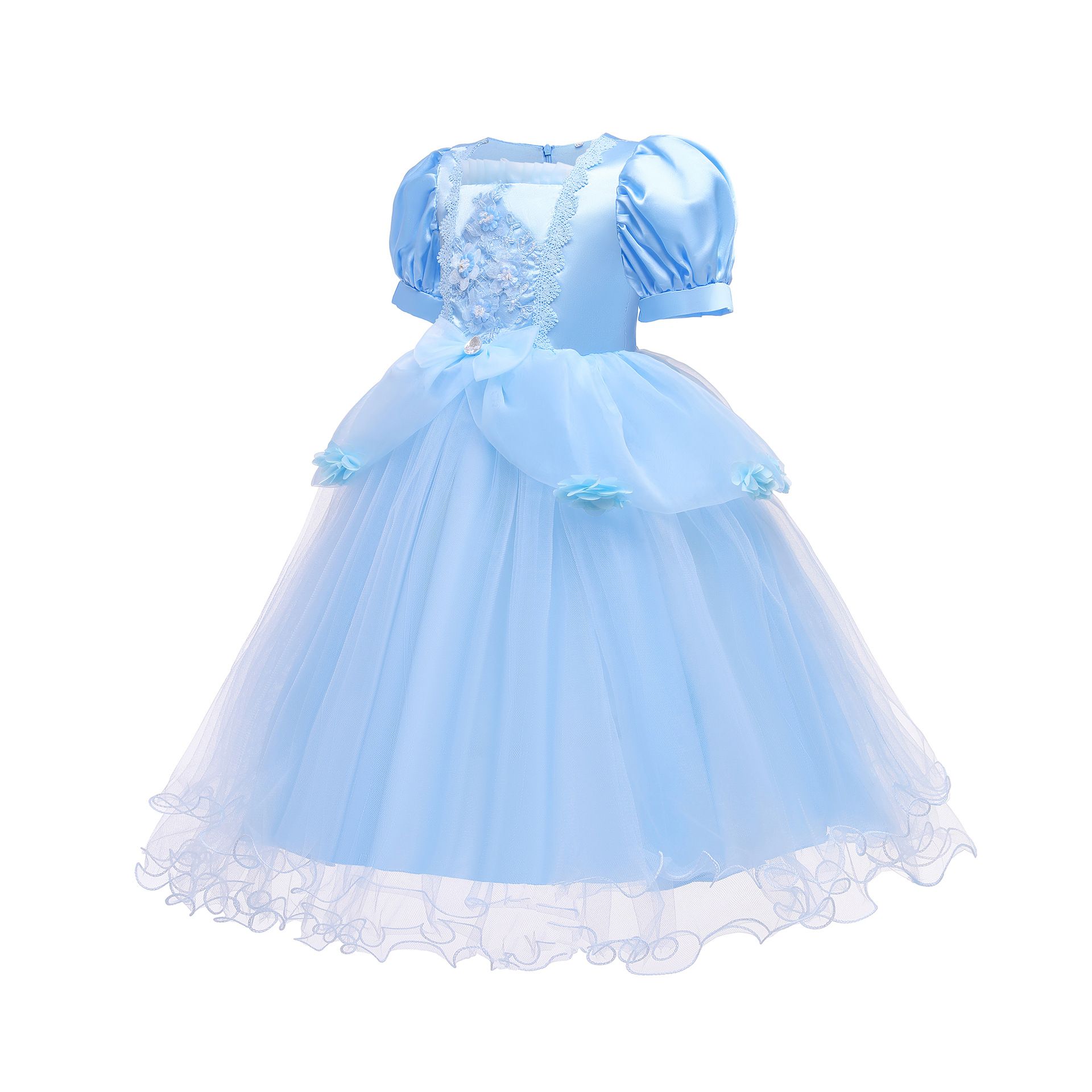Popular Sofia princess dress, children's fluffy dress, children's dress dress in blue and pink, Cinderella short sleeved princess dress, popular solid color, fashionable and versatile