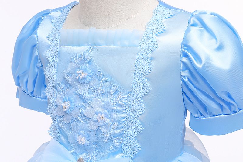 Popular Sofia princess dress, children's fluffy dress, children's dress dress in blue and pink, Cinderella short sleeved princess dress, popular solid color, fashionable and versatile