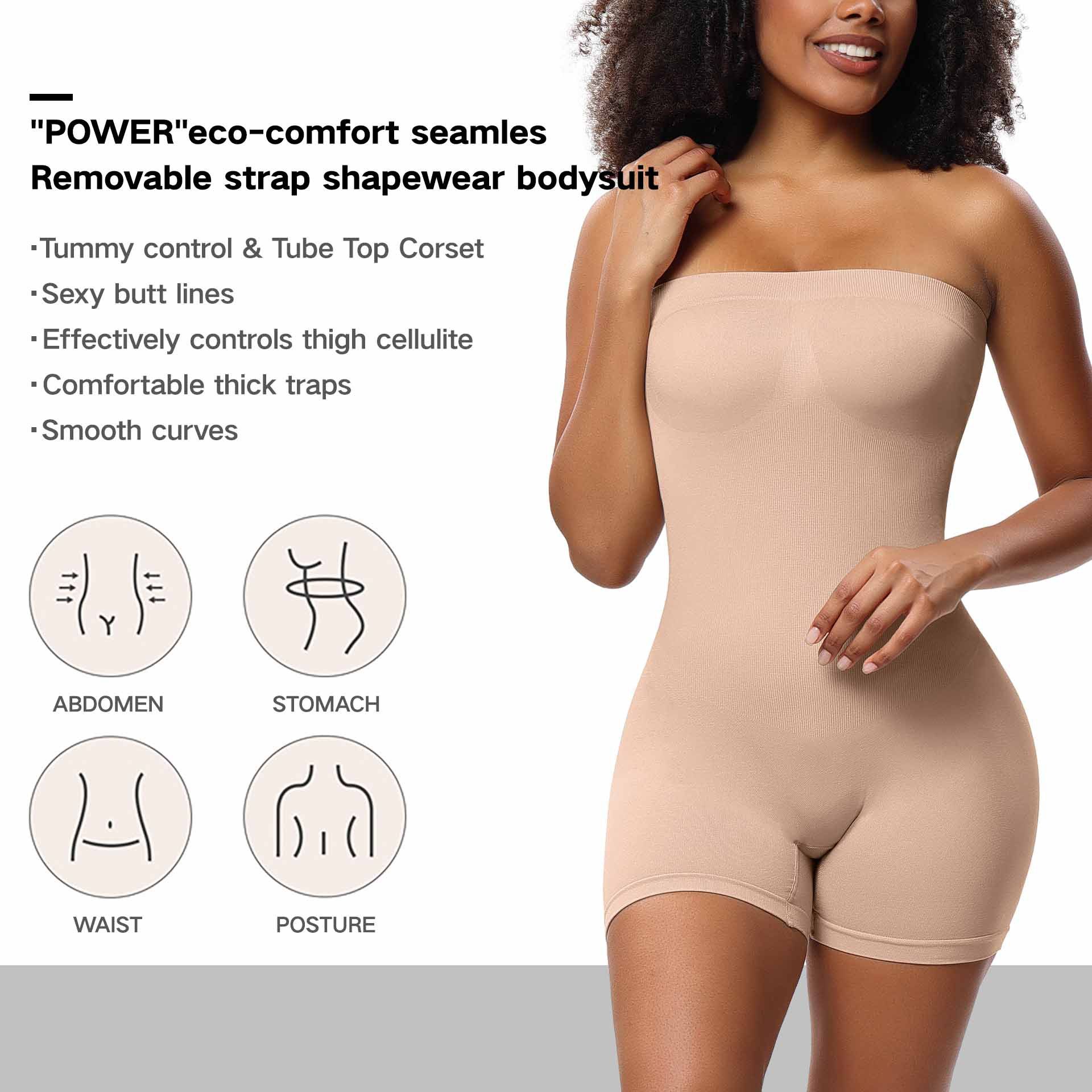 New body shaping jumpsuit for women, body shaping suit, strapless bodysuit Shapewear jumpsuit, waist wrapped chest underwear, T-shaped flat angle jumpsuit, popular oversized bottoming body shaping bra