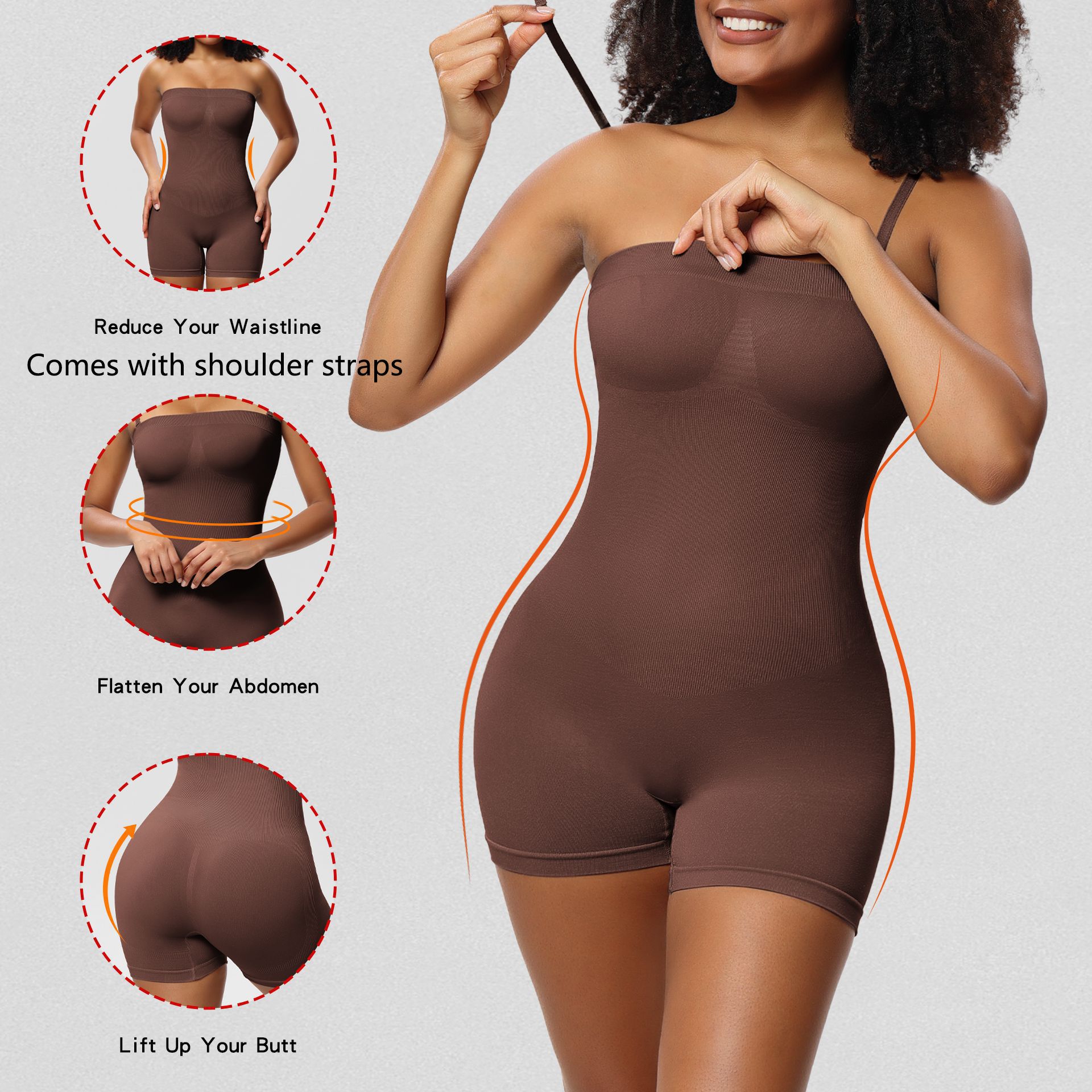 New body shaping jumpsuit for women, body shaping suit, strapless bodysuit Shapewear jumpsuit, waist wrapped chest underwear, T-shaped flat angle jumpsuit, popular oversized bottoming body shaping bra