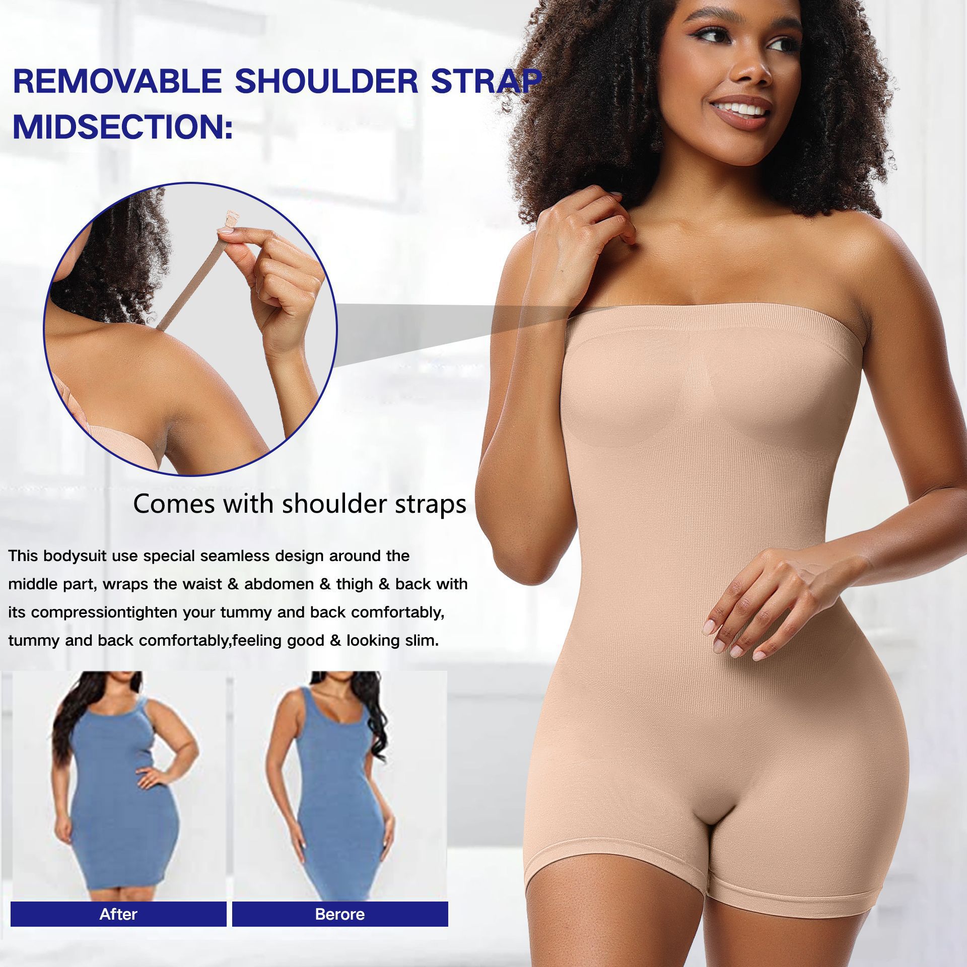 New body shaping jumpsuit for women, body shaping suit, strapless bodysuit Shapewear jumpsuit, waist wrapped chest underwear, T-shaped flat angle jumpsuit, popular oversized bottoming body shaping bra