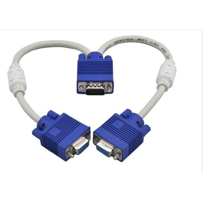 Afrie Vga Splitter Cable 1 Computer To Dual 2 Monitor