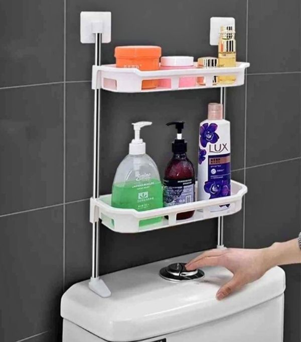 2 layer over the toilet Rack, Toilet Shelf, Punch free Multi-function Bathroom/ Kitchen Storage Rack With movable Supporting Feet.