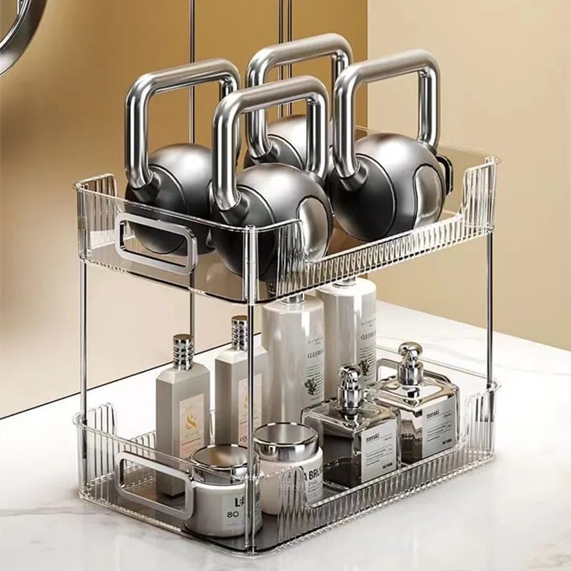 Clear Bathroom Countertop Organizer, 2 Tier Standing Counter Organizer, Bathroom Organizer Shelf Cosmetic Storage Holder (Acrylic)