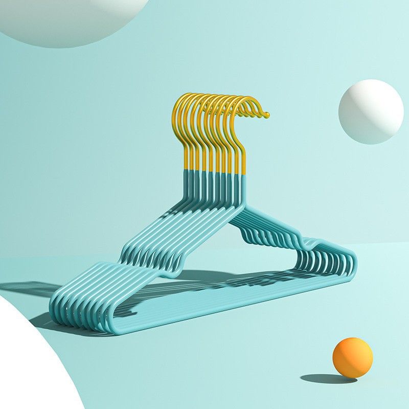 Set of 10 Slim Clothes Hangers - Space Saving Hangers for Clothes, Pants, Lingerie and Accessories - Robust Black Plastic Hangers with Hooks and Pants Bar - 10 Pack