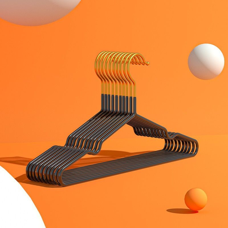 Set of 10 Slim Clothes Hangers - Space Saving Hangers for Clothes, Pants, Lingerie and Accessories - Robust Black Plastic Hangers with Hooks and Pants Bar - 10 Pack