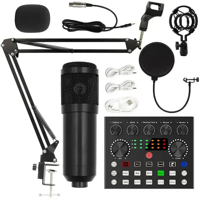Microphone With V8 Sound Card BM800 Kit, Condenser Stand