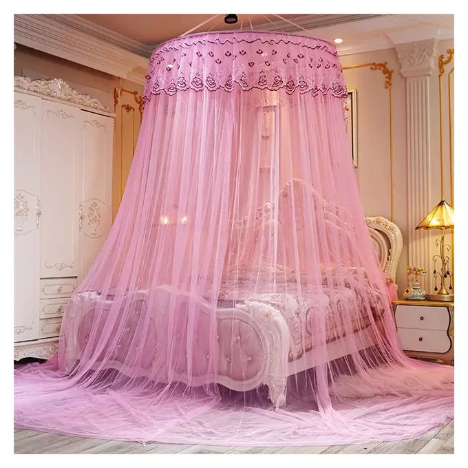 Big Purple Round Mosquito Net For Single Bed-FREE SIZE.