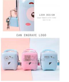Piggy Banks Lockable Mettalic Kids Safe Box with Padlock and Keys Hard Plastic Piggy Bank