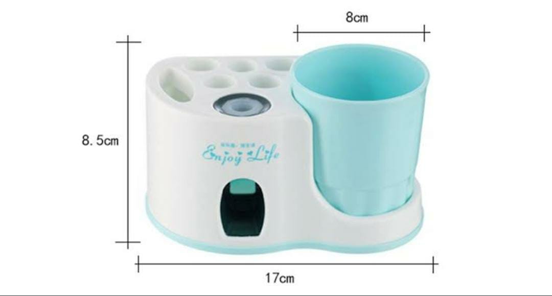 Toothbrush Holder Toothpaste Dispenser 1Cup plus Adhesive Sticker