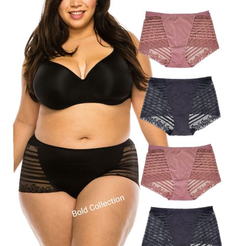 4Pcs Stripped Desire Soft Lace Silk Panty Seamless Women Underwear Panties