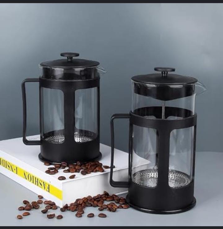 French Press Plunger Coffee Maker Cafetière, Double Wall Heat Resistant Borosilicate Glass Coffee Press, Cold Brew Coffee Pot for Kitchen and Gifts, Dishwasher Safe, Dark Pewter (/10 ml)