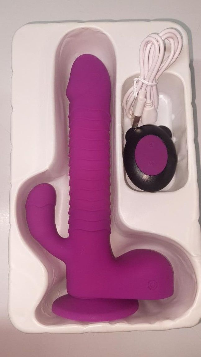 Thrusting Vibrator With Kneading Rabbit.Triple-Action Stimulations: