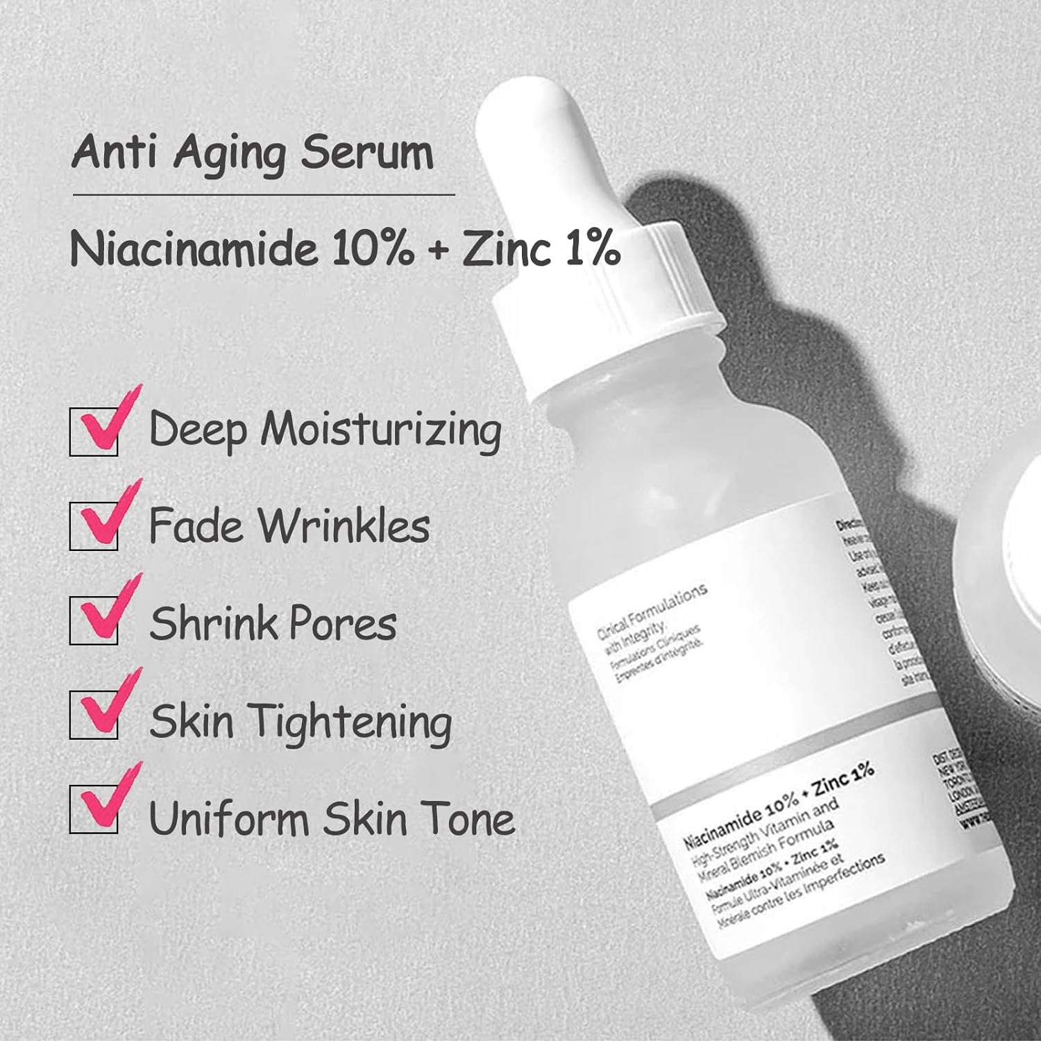 The Ordinary Niacinamide Serum For Face, Niacinamide 10% + Zinc 1%, Anti Aging Serum, Dark Spot Serum For Dark Spot, Facial Serums For Moisturizing, Firming Skin, And Even Skin Tone 30 ml