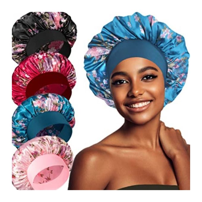 3 Pack Large Satin Bonnets for Women Hair Bonnet for Sleeping Satin Bonnet for Hair Adjustable Band Silky Sleeping Cap