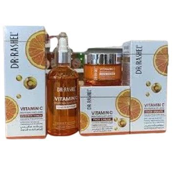 Dr. Rashel Vitamin C Skin Care Series, Contains Hyaluronic Acid, Anti Aging, and Collagen Essence face serum+face cream+toner