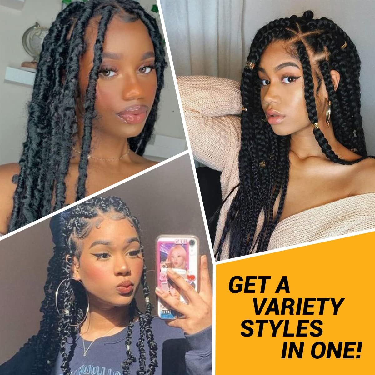 4pc Brazilian Yarn Wool Hair for Braids Braiding Hair with 100% Acrylic Brazilian Wool Hair for African Crochet Braided Hair Senegalese Twist Box Braids Faux Locs with Yarn Hair