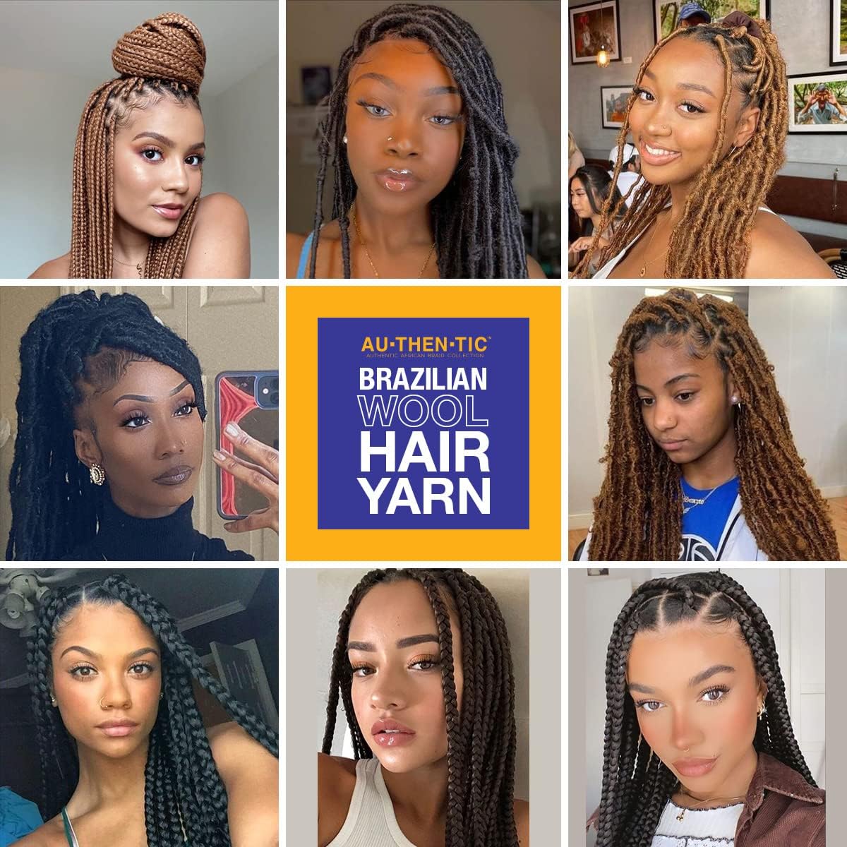 4pc Brazilian Yarn Wool Hair for Braids Braiding Hair with 100% Acrylic Brazilian Wool Hair for African Crochet Braided Hair Senegalese Twist Box Braids Faux Locs with Yarn Hair