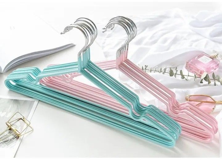 10PCS Strong Clothes Hanger Stainless Steel with rubber, Rubber coated hanger, coating non-slip Drying Hanger Metal Coat Hanger with rubber coating, suit, blouse, jacket hanger shirt hanger