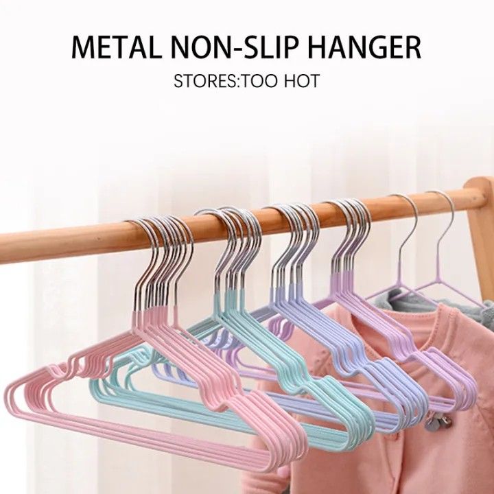 10PCS Strong Clothes Hanger Stainless Steel with rubber, Rubber coated hanger, coating non-slip Drying Hanger Metal Coat Hanger with rubber coating, suit, blouse, jacket hanger shirt hanger