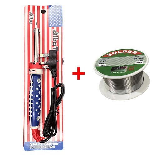 Albo Tools USA Quality Electric Soldering Iron 30W + Solder Wire Roll