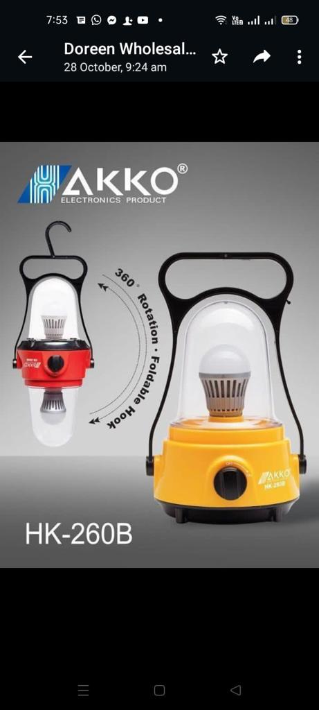 Akko 260 B rechearble lamp with   360  degree rotation foldable handle 22hr working