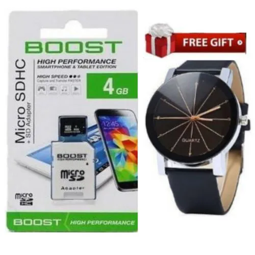 Generic Memory Card 4GB -Black + Free Watch.
