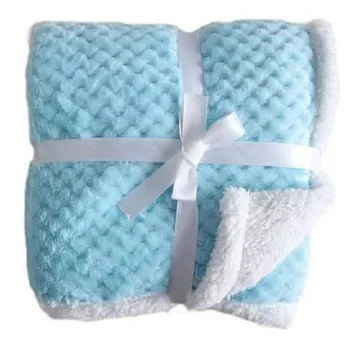 Generic Fluffy Fleece Soft Large Baby Shawl Blanket -Blue