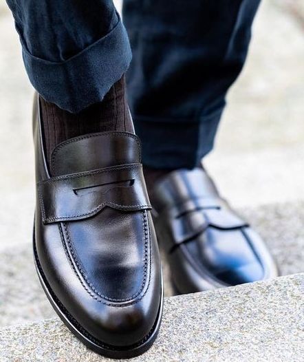 Pure leather Men Casual Official Formal Business Shoes Normal Fitting Rubber Sole PURE Leather Sizes 39-46 Slip On Shoes Generic All Weather Shoes Colour Black Anti Slip Design