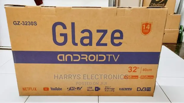GLAZE 32" INCHES FULL HD SMART ANDROID FRAMELESS TV-USB/HDMI/VGA-YOUTUBE/NETFLIX/INBUILD WIFI+FREE AERIAL