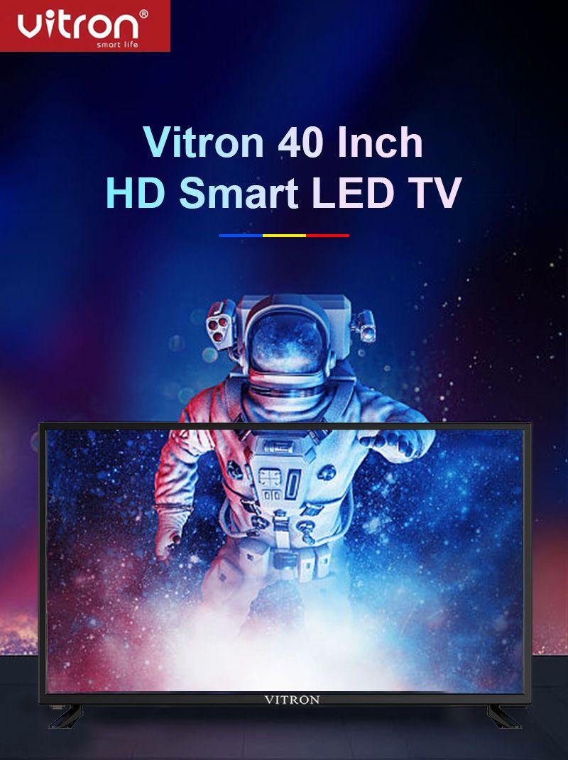 Vitron 40 Inch Smart TV HTC4068S Android 11 Smart LED HD Television Youtube Netflix AC Input USB HDMI Multifunctional Frameless TV DVB-T2 1G+8G