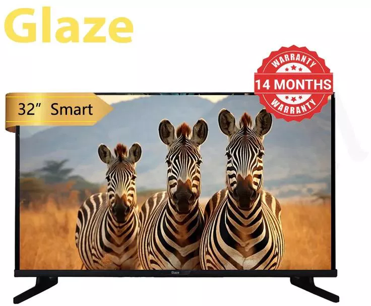 GLAZE GZ-3230S 32 Inch Smart Android TV Frameless Inbuilt Decoder Netflix,Youtube,APP Store MULTIPLE USB HDMI PORTS ENERGY SAVING TV +Free Bracket+Extension
