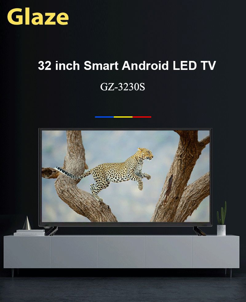 GLAZE GZ-3230S 32 Inch Smart Android TV Frameless Inbuilt Decoder Netflix,Youtube,APP Store MULTIPLE USB HDMI PORTS ENERGY SAVING TV +Free Bracket+Extension