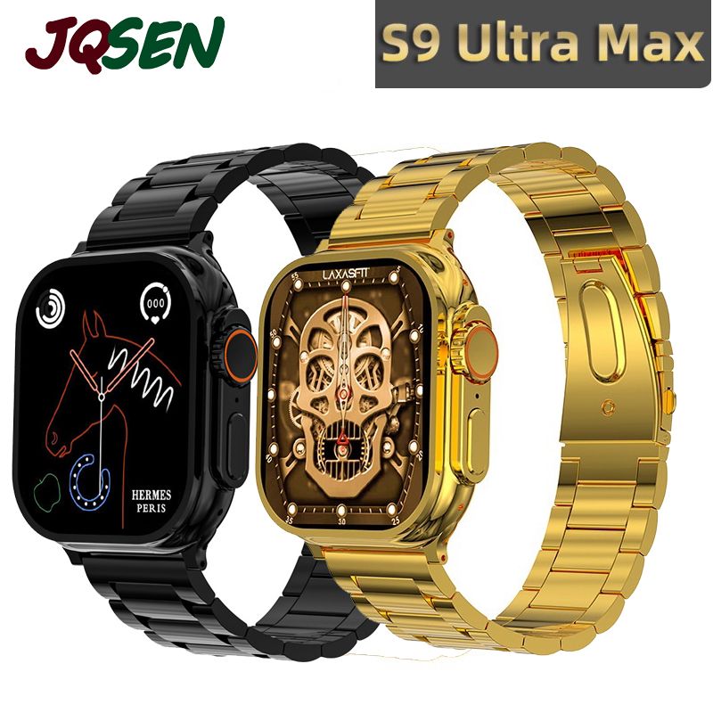 S9 Ultra Max Bluetooth Smart watch Full-screen Touch IP67 Waterproof Multifunction Heart Rate Blood Pressure Monitor Sleep Wireless Charge NFC Smartwatches Men's Smart watch with 2 straps Sport Watch