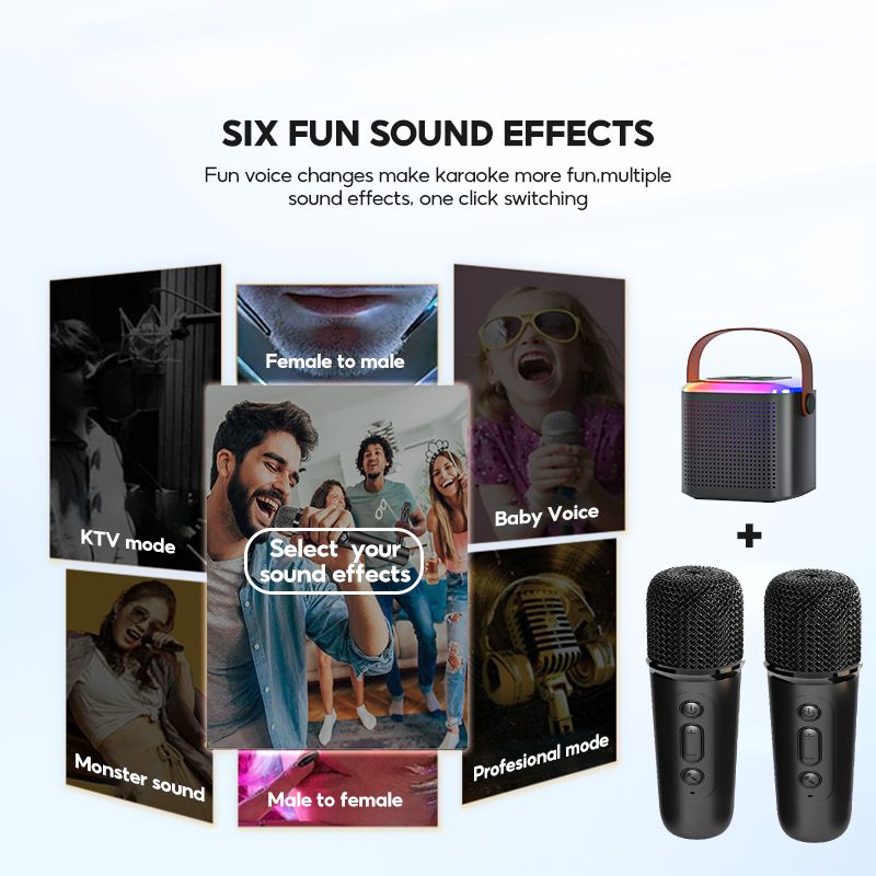 JQSEN Y1 Wireless Karaoke Speaker with Microphone HIFI Reverb Sound Portable Speaker Bluetooth speaker with Mic RGB Light Home Party Outdoor Camping Entertainment Karaoke Speaker wireless microphone