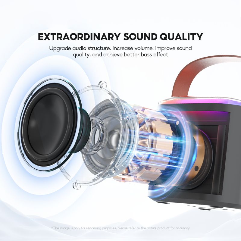 JQSEN Y1 Wireless Karaoke Speaker with Microphone HIFI Reverb Sound Portable Speaker Bluetooth speaker with Mic RGB Light Home Party Outdoor Camping Entertainment Karaoke Speaker wireless microphone