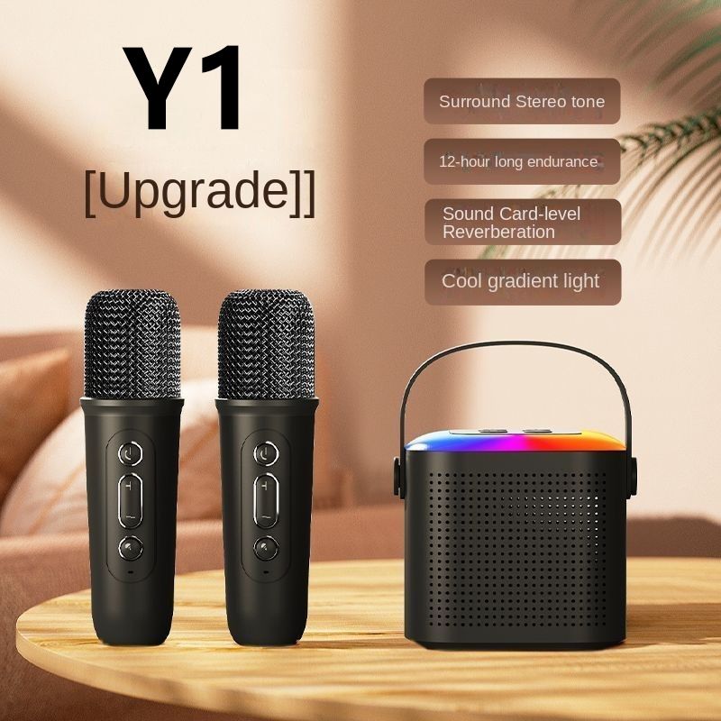 JQSEN Y1 Wireless Karaoke Speaker with Microphone HIFI Reverb Sound Portable Speaker Bluetooth speaker with Mic RGB Light Home Party Outdoor Camping Entertainment Karaoke Speaker wireless microphone