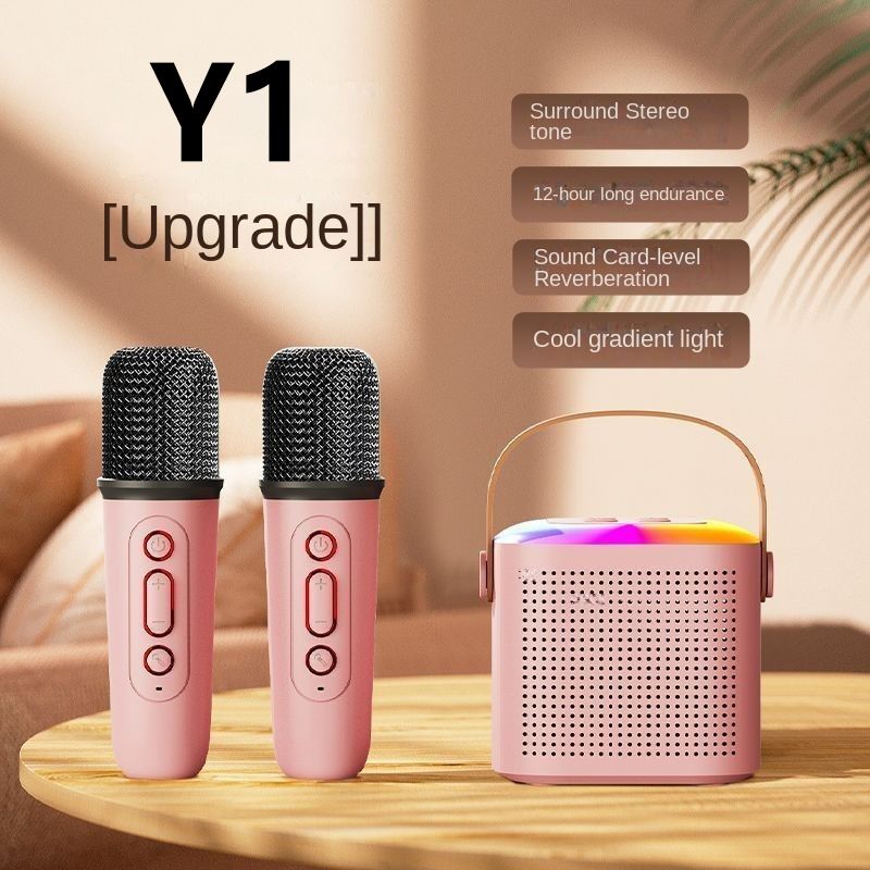 JQSEN Y1 Wireless Karaoke Speaker with Microphone HIFI Reverb Sound Portable Speaker Bluetooth speaker with Mic RGB Light Home Party Outdoor Camping Entertainment Karaoke Speaker wireless microphone