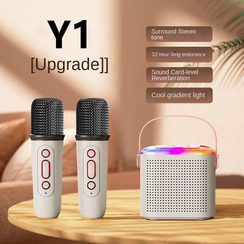 JQSEN Y1 Wireless Karaoke Speaker with Microphone HIFI Reverb Sound Portable Speaker Bluetooth speaker with Mic RGB Light Home Party Outdoor Camping Entertainment Karaoke Speaker wireless microphone