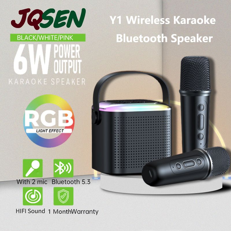 JQSEN Y1 Wireless Karaoke Speaker with Microphone HIFI Reverb Sound Portable Speaker Bluetooth speaker with Mic RGB Light Home Party Outdoor Camping Entertainment Karaoke Speaker wireless microphone